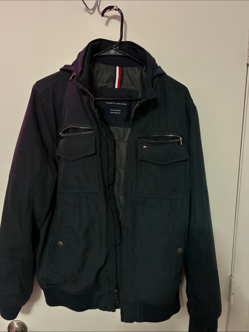 Tommy Hilfiger Men's Black Hooded Lightweight Jacket